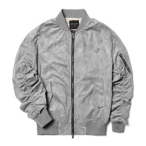 Lifted Anchors Grey Suede Bird Bomber Size L LNC